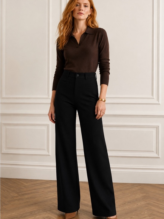 L'AGENCE Pants - NWT L’AGENCE Clayton Ponte High Rise Wide Leg Pants Black 32